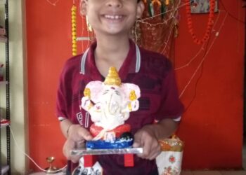 चिमुकल्याने साकारली ‘पर्यावरणपूरक श्रीगणेश मूर्ती’