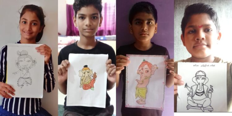 प्रगती विद्यामंदिर शाळेत गणेशस्तवानिमित्त ‘चित्र काढून रंगविणे’ स्पर्धा संपन्न