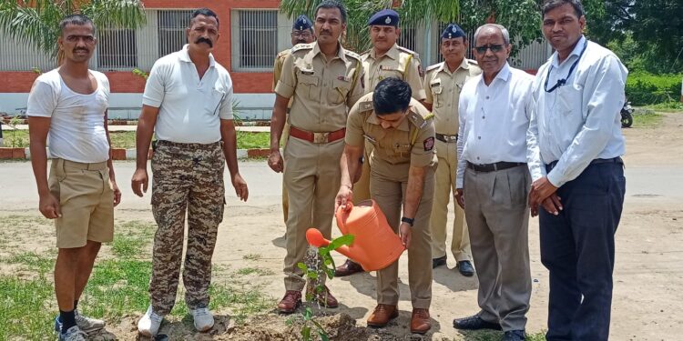 जिल्हा पोलीस मुख्यालय परिसरात वृक्षारोपण