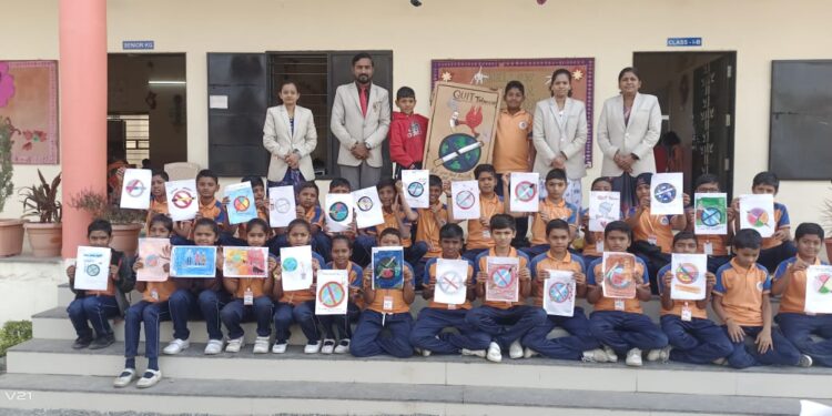 भाऊसाहेब गुलाबरावजी पाटील इंग्लिश मीडियम स्कूल पाळधी येथे व्यसनमुक्ती या विषयावर चित्रकला स्पर्धा