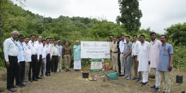 राष्ट्रीय महामार्गाच्या दूतर्फा गांधी रिसर्च फाऊंडेशनतर्फे वृक्षारोपण