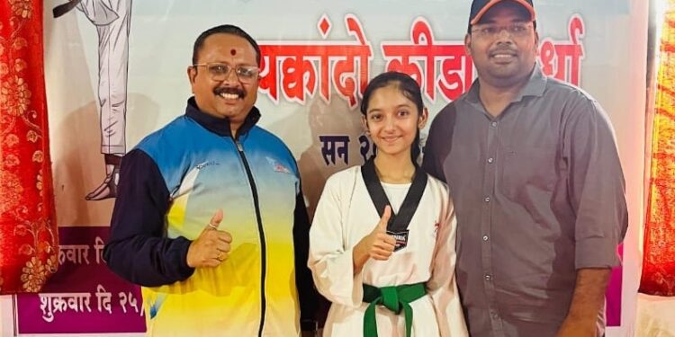 नाशिक विभागीय शालेय तायक्वांडो स्पर्धेत अनुभूती निवासी स्कूलच्या साची पाटील ला सुवर्ण पदक