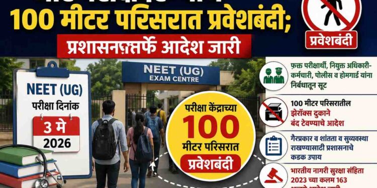 नीट परीक्षेसाठी कडक नियम: 100 मीटर परिसरात प्रवेशबंदी