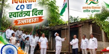चिंचोली माध्यमिक विद्यालयात रामकृष्ण पोळ यांच्या हस्ते ध्वजारोहण